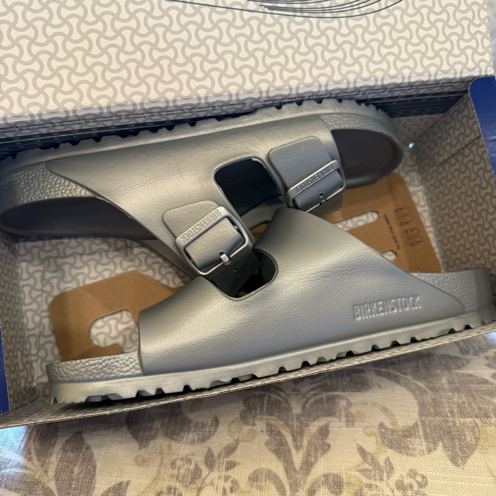 Birkenstock Rubber Silver Sandals size 9